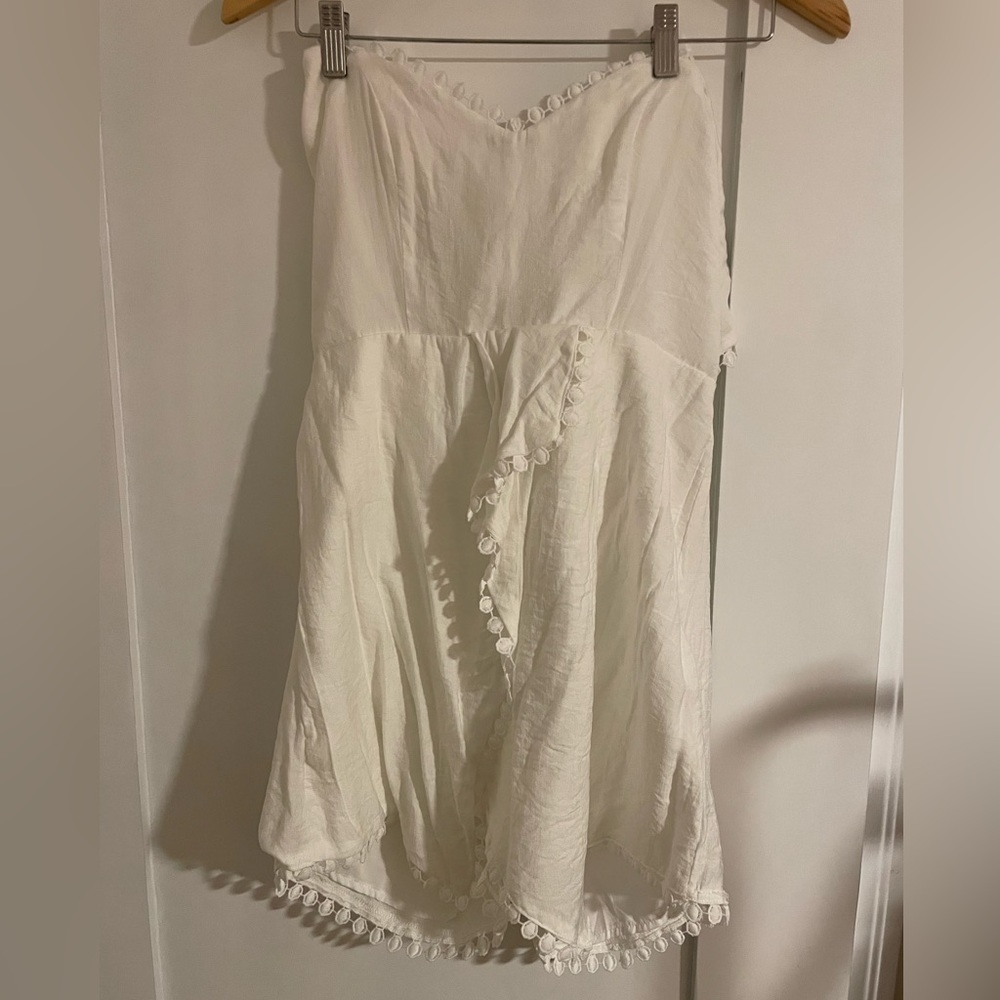 White strapless romper